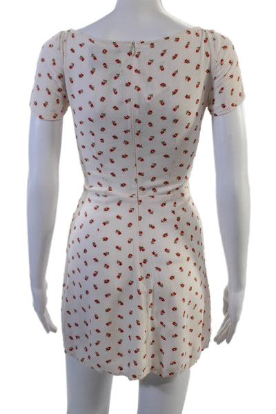Reformation Women Mini Sundress White Floral V-Neck Viscose Size 0