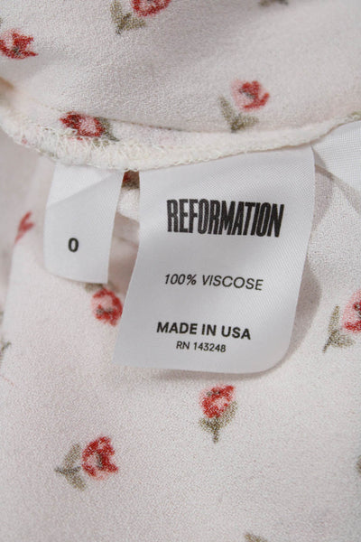 Reformation Women Mini Sundress White Floral V-Neck Viscose Size 0
