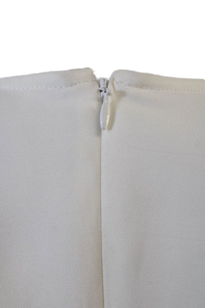 ALC Womens Basic White Long Sleeve Zip Round Neck Blouse Size 0