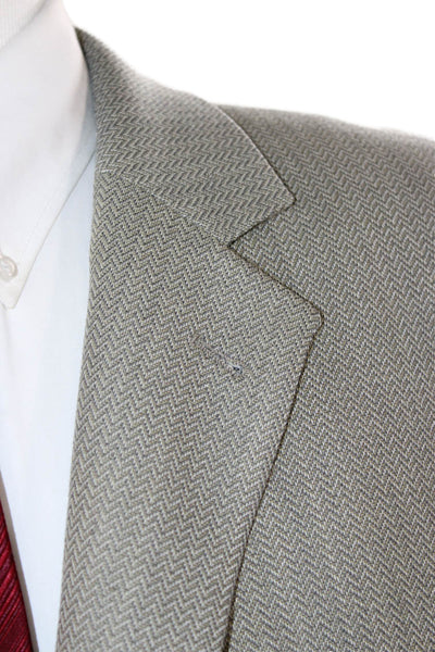 Baracuta Mens 2 Piece Herringbone Gray 100% Wool Suit Jacket Button Size 42
