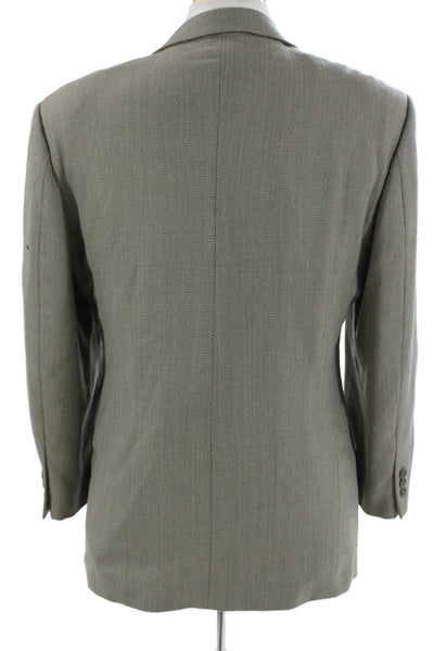 Baracuta Mens 2 Piece Herringbone Gray 100% Wool Suit Jacket Button Size 42