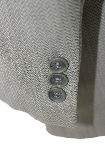 Baracuta Mens 2 Piece Herringbone Gray 100% Wool Suit Jacket Button Size 42