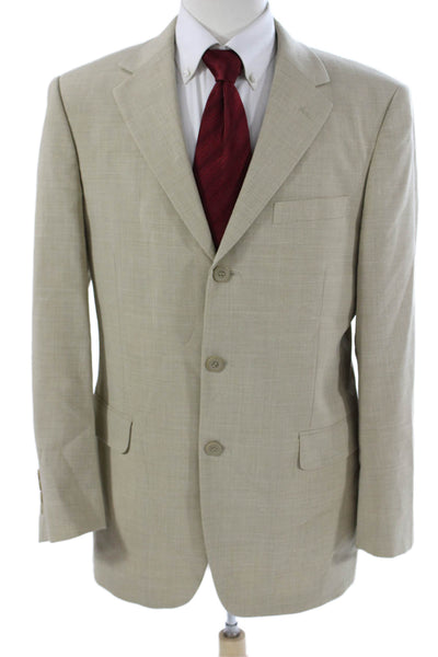 Andrew Fezza Mens Classic Beige Wool Blend Suit Jacket Size 40