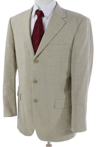 Andrew Fezza Mens Classic Beige Wool Blend Suit Jacket Size 40