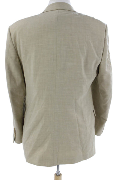Andrew Fezza Mens Classic Beige Wool Blend Suit Jacket Size 40