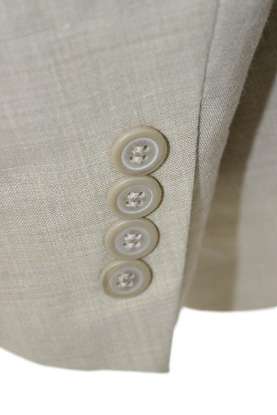 Andrew Fezza Mens Classic Beige Wool Blend Suit Jacket Size 40