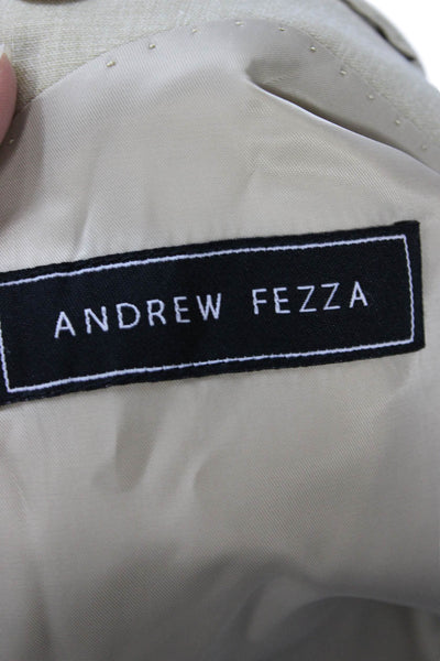 Andrew Fezza Mens Classic Beige Wool Blend Suit Jacket Size 40