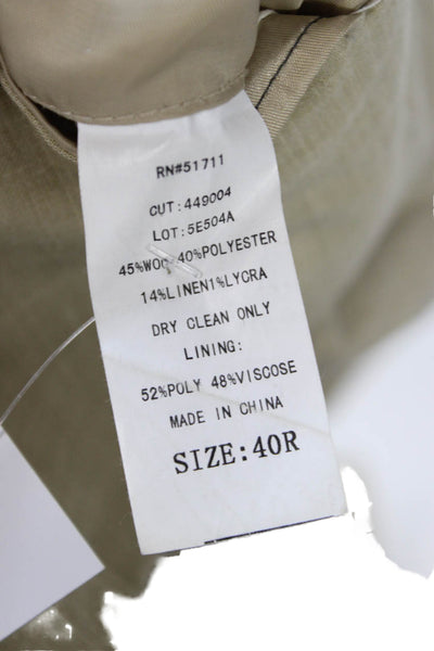 Andrew Fezza Mens Classic Beige Wool Blend Suit Jacket Size 40