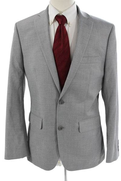 Apt. 9 Mens Gray Solid Collared Suit Jacket Button Size 40