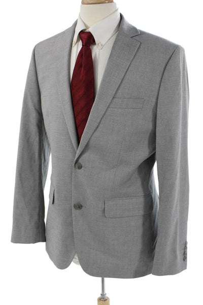 Apt. 9 Mens Gray Solid Collared Suit Jacket Button Size 40