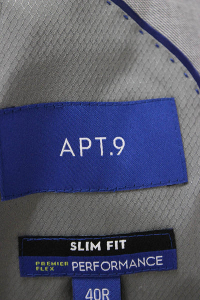Apt. 9 Mens Gray Solid Collared Suit Jacket Button Size 40