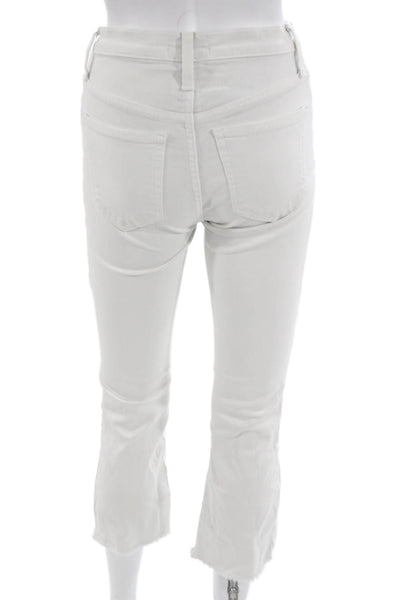 J Crew Womens Cropped White Cotton Stretch Button Front Pants Size 25