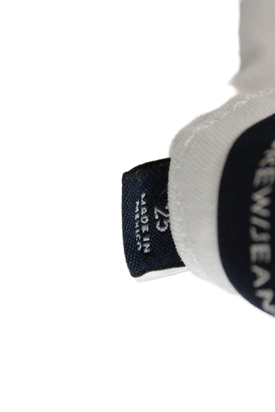 J Crew Womens Cropped White Cotton Stretch Button Front Pants Size 25