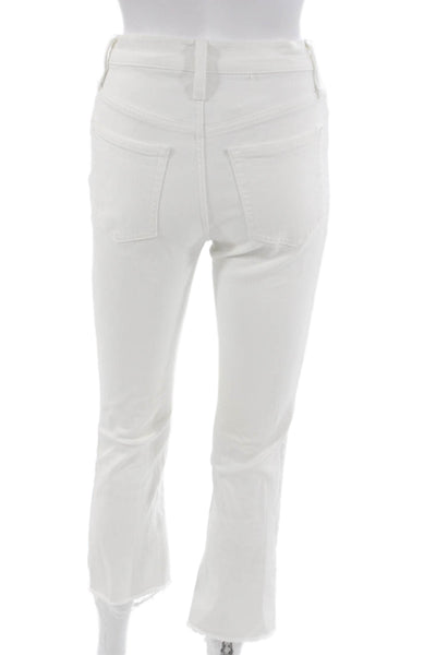 J Crew Womens Cropped Straight Jeans White Mid Rise Size 25