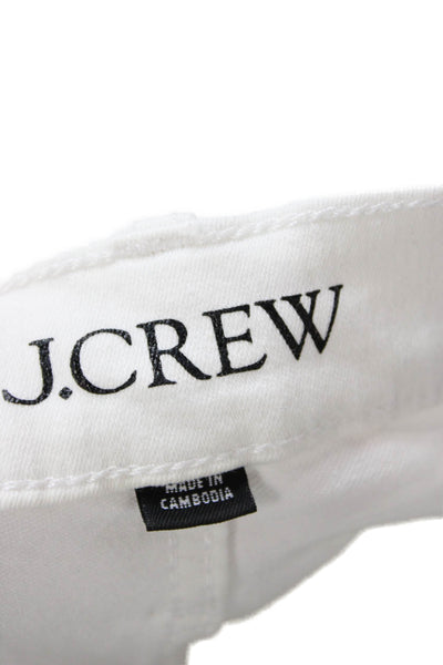 J Crew Womens Cropped Straight Jeans White Mid Rise Size 25