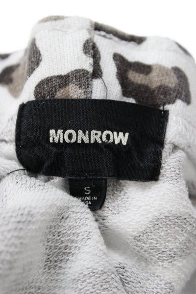 Monrow Unisex Sweat Shorts White Animal Print Tencel Cotton Size S
