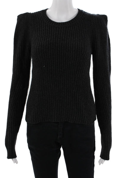 Autumn Cashmere Women Pullover Sweater Black Crew Neck Long Sleeve Size XS