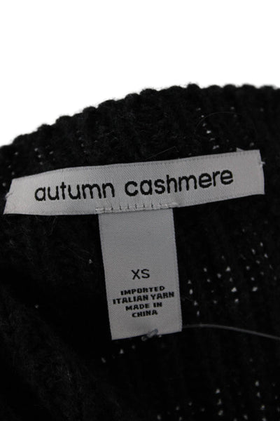 Autumn Cashmere Women Pullover Sweater Black Crew Neck Long Sleeve Size XS
