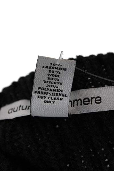 Autumn Cashmere Women Pullover Sweater Black Crew Neck Long Sleeve Size XS