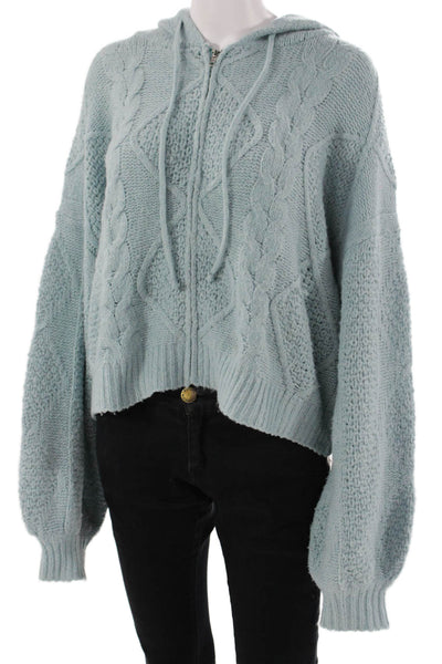 Sunday Stevens Womens Full-zip Hoodie Light Blue Drawstring Viscose Size S