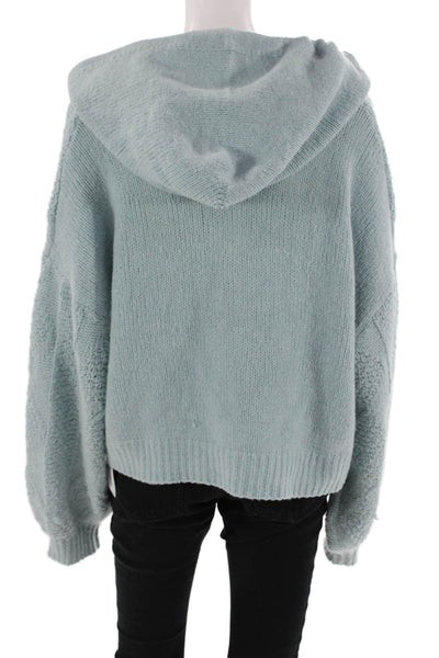Sunday Stevens Womens Full-zip Hoodie Light Blue Drawstring Viscose Size S