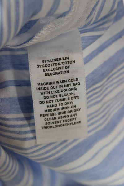Lafayette 148 New York Women Light Blue Striped Button-Up Tunic Size S