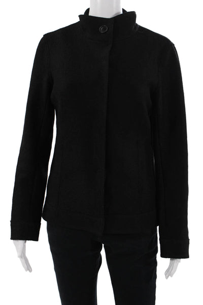 Lafayette 148 New York Womens Black Wool Mockneck Jacket Size 4