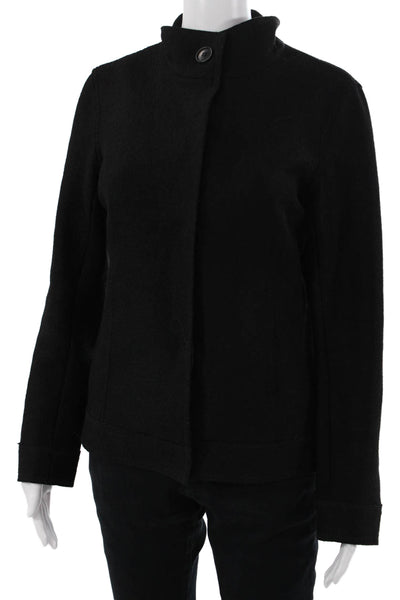 Lafayette 148 New York Womens Black Wool Mockneck Jacket Size 4