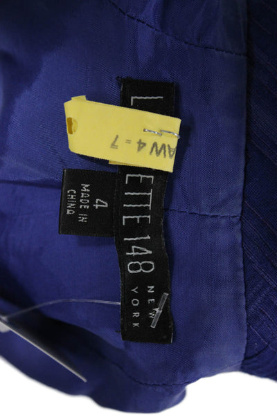 Lafayette 148 New York Women Blazer Geometric Zip Long Sleeve Blue Size 4