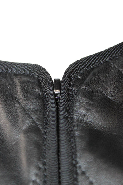 Lafayette 148 New York Women Quilted Biker Jacket Black Zip Size 6