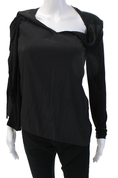 Lola & Sophie Womens Black Long Sleeve Polyester Blouse Designer Size S