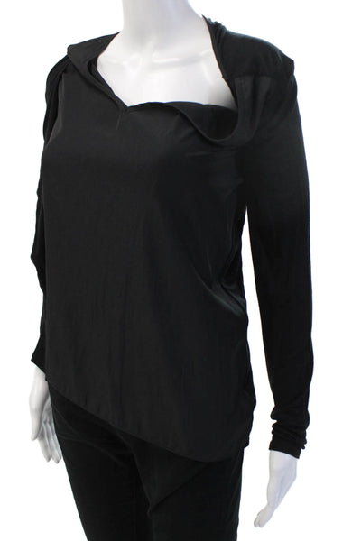 Lola & Sophie Womens Black Long Sleeve Polyester Blouse Designer Size S