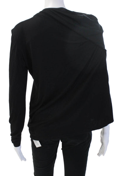 Lola & Sophie Womens Black Long Sleeve Polyester Blouse Designer Size S
