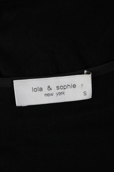 Lola & Sophie Womens Black Long Sleeve Polyester Blouse Designer Size S