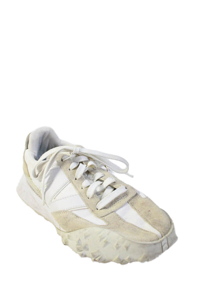 New Balance Womens Lace Up Suede Canvas Logo Trainers Sneakers Brown White 6.5