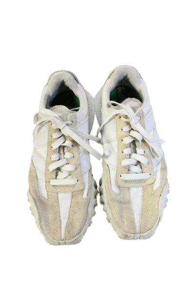 New Balance Womens Lace Up Suede Canvas Logo Trainers Sneakers Brown White 6.5
