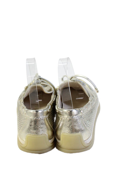 Dolce Vita Womens Lace Up Perforated Metallic Loafers Gold Leather Size 8