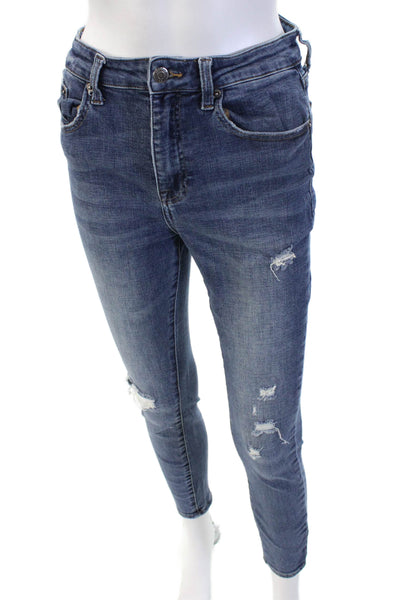 Pistola Women Skinny Ankle Jeans Blue Mid Rise Button Size 28