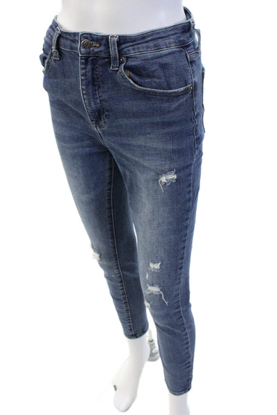 Pistola Women Skinny Ankle Jeans Blue Mid Rise Button Size 28
