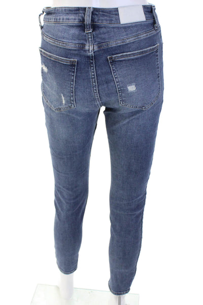 Pistola Women Skinny Ankle Jeans Blue Mid Rise Button Size 28