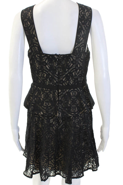 BCBGMAXAZRIA Women Fit & Flare Mini Black Dress Square Neck Sleeveless Size 8