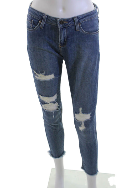 Just Black Womens Ankle Cropped Skinny Jeans Dark Blue Mid Rise Size 27