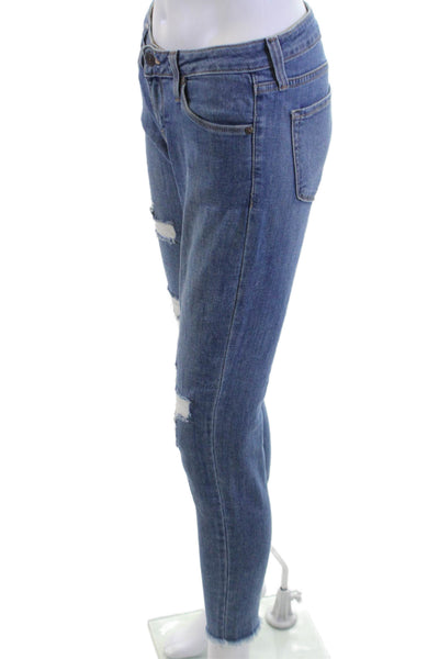 Just Black Womens Ankle Cropped Skinny Jeans Dark Blue Mid Rise Size 27