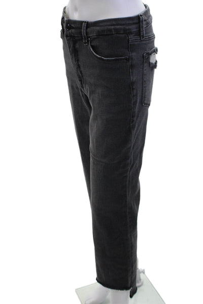Good American Womens Boyfriend Cropped Black High Waist Jeans Size 29