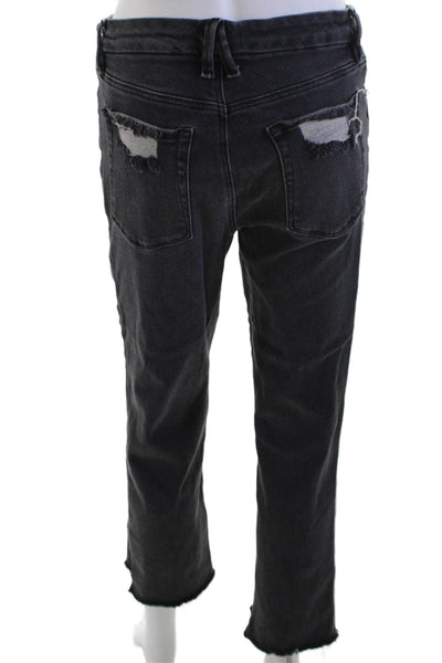 Good American Womens Boyfriend Cropped Black High Waist Jeans Size 29