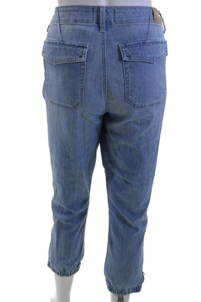 Paige Women Light Blue Cropped Jogger Pants Mid Rise Size 29