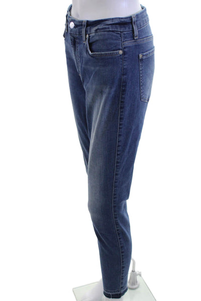 7 For All Mankind Women Ankle Cropped Jeans Dark Blue High Waist Size 29