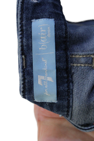 7 For All Mankind Women Ankle Cropped Jeans Dark Blue High Waist Size 29