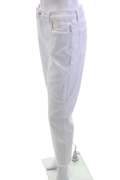 L'Agence Women Cropped Straight High Waist White Jeans Size 28