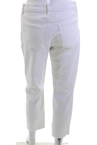 L'Agence Women Cropped Straight High Waist White Jeans Size 28